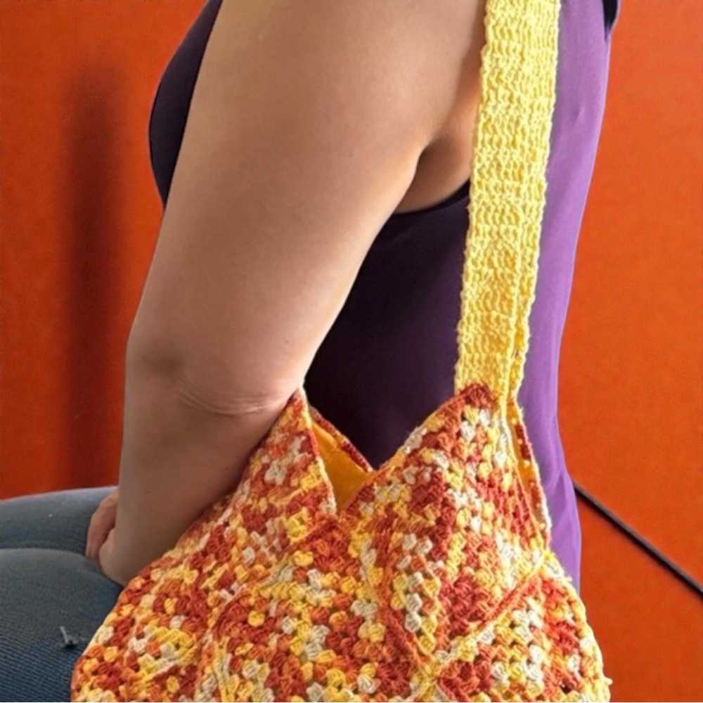 Handcrafted Yellow and Orange Woven Bag
